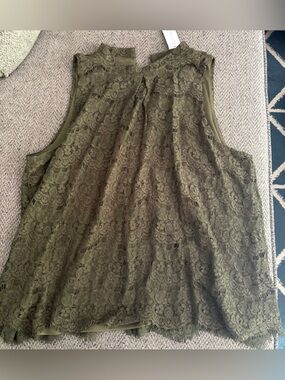 New York & Co Lace Front Sleeveless Top